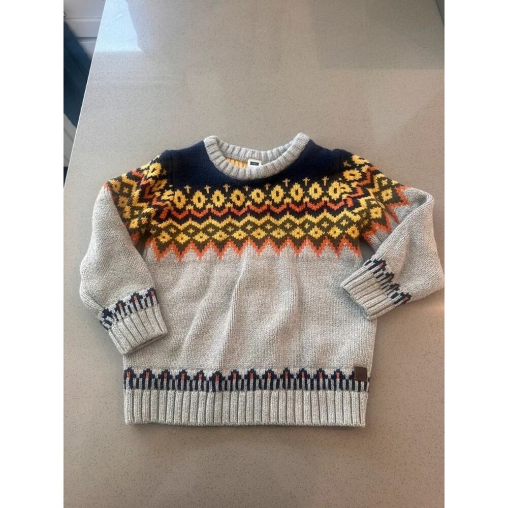 Janie and Jack Toddler Boy's Isle Crewneck Sweater Size 3